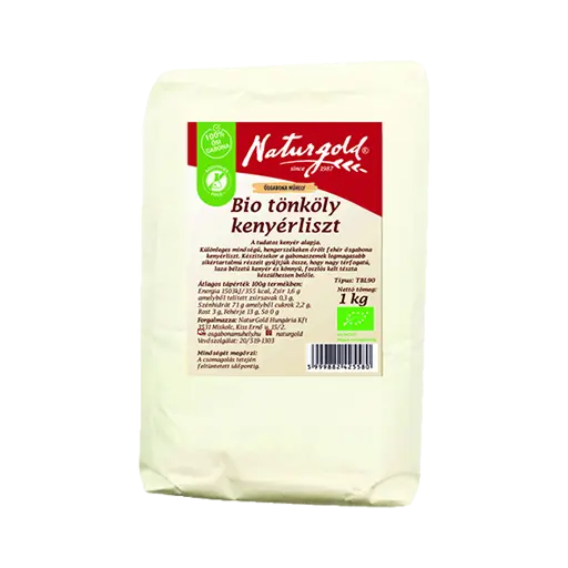 Naturgold bio tönköly kenyérliszt, fehér csomagolásban 1 kg-s kiszerelésben. 