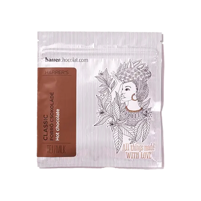 Harrer tejes forrócsoki por fehér csomagolásban. 