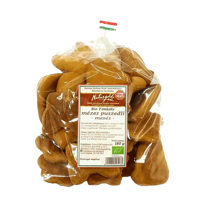 Naturgold mézes puszedilik átlátszó csomagolásban, fehér háttérrel. 